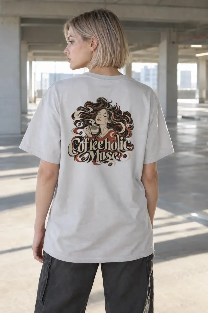 "Coffeeholic Muse" Heavyweight Unisex Crewneck T-shirt | Gildan 5000