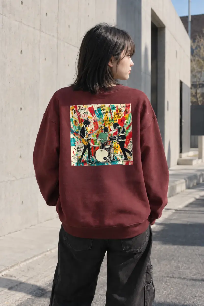“Collage Rock Quartet” Heavy Blend Unisex Crewneck Sweatshirt | Gildan 18000
