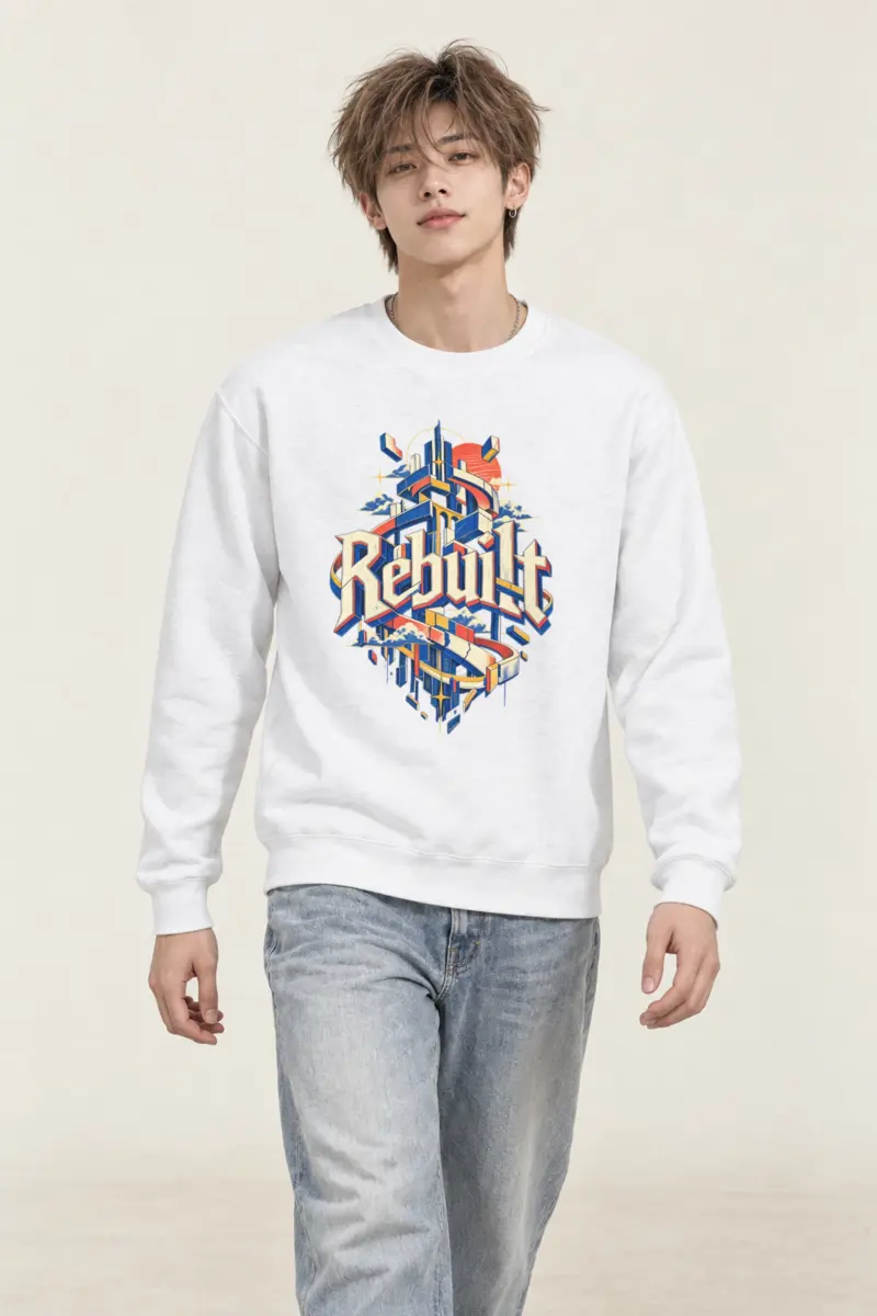 "Rebuilt Block Skyline" Heavy Blend Unisex Crewneck Sweatshirt