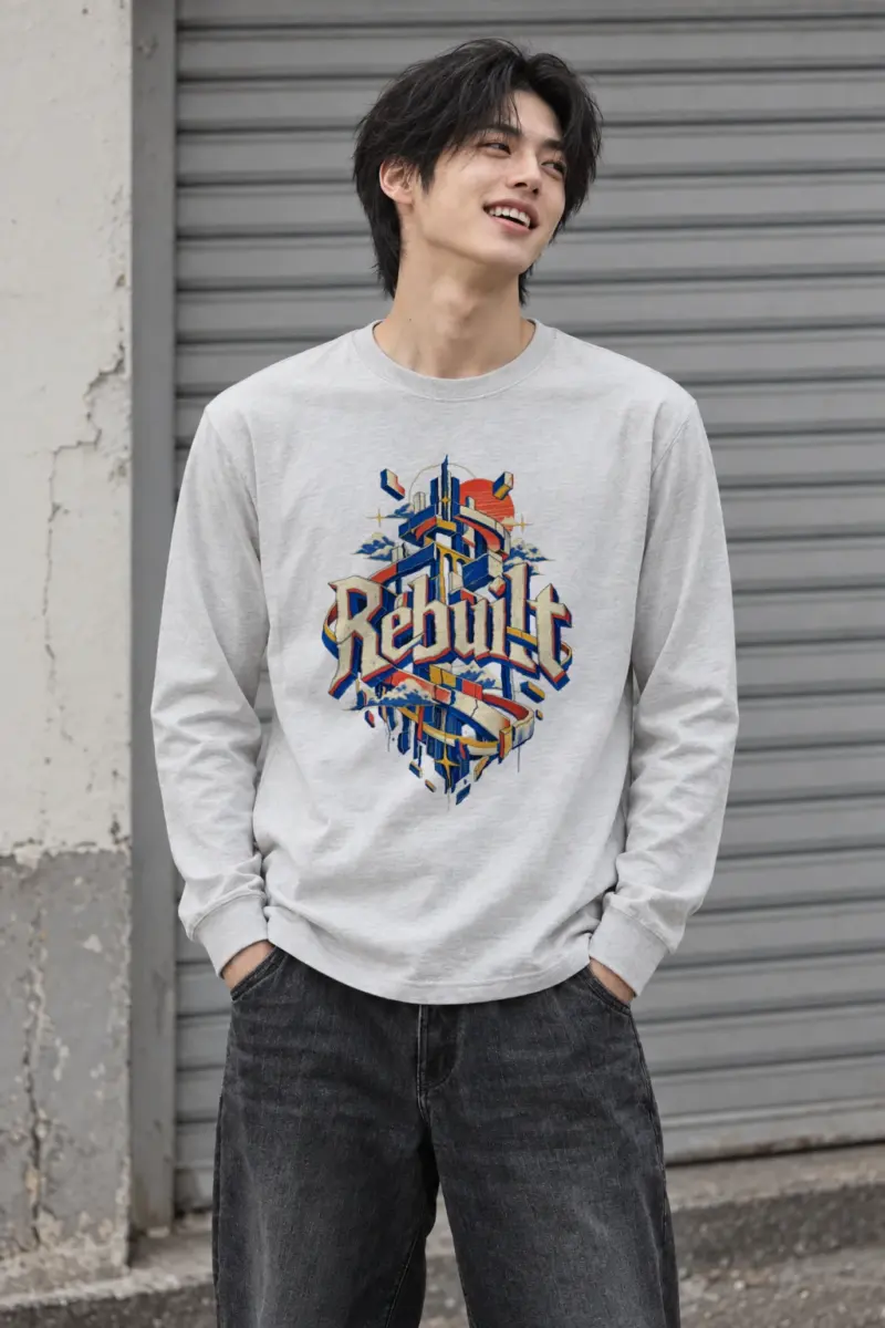 "Rebuilt Cityscape Banner" Unisex Longsleeve T-shirt