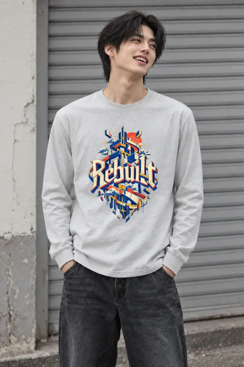 "Rebuilt Cityscape Banner" Unisex Longsleeve T-shirt