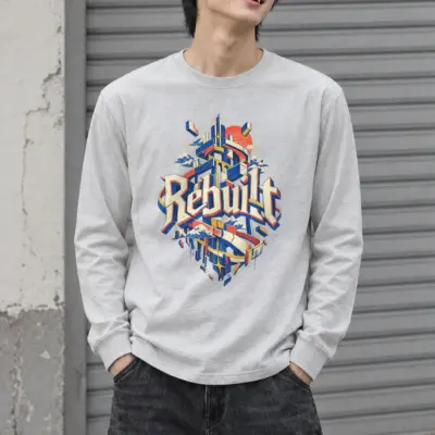 "Rebuilt Cityscape Banner" Unisex Longsleeve T-shirt