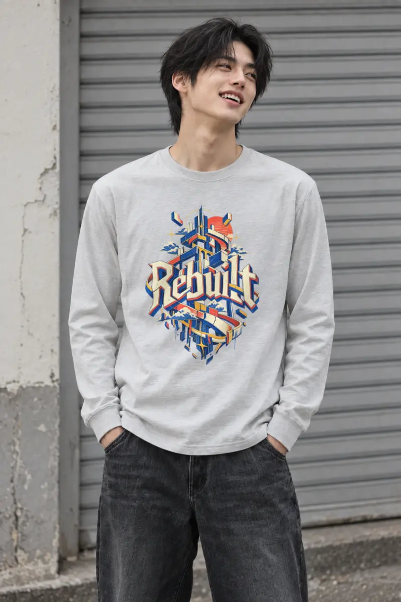 "Rebuilt Cityscape Banner" Unisex Longsleeve T-shirt