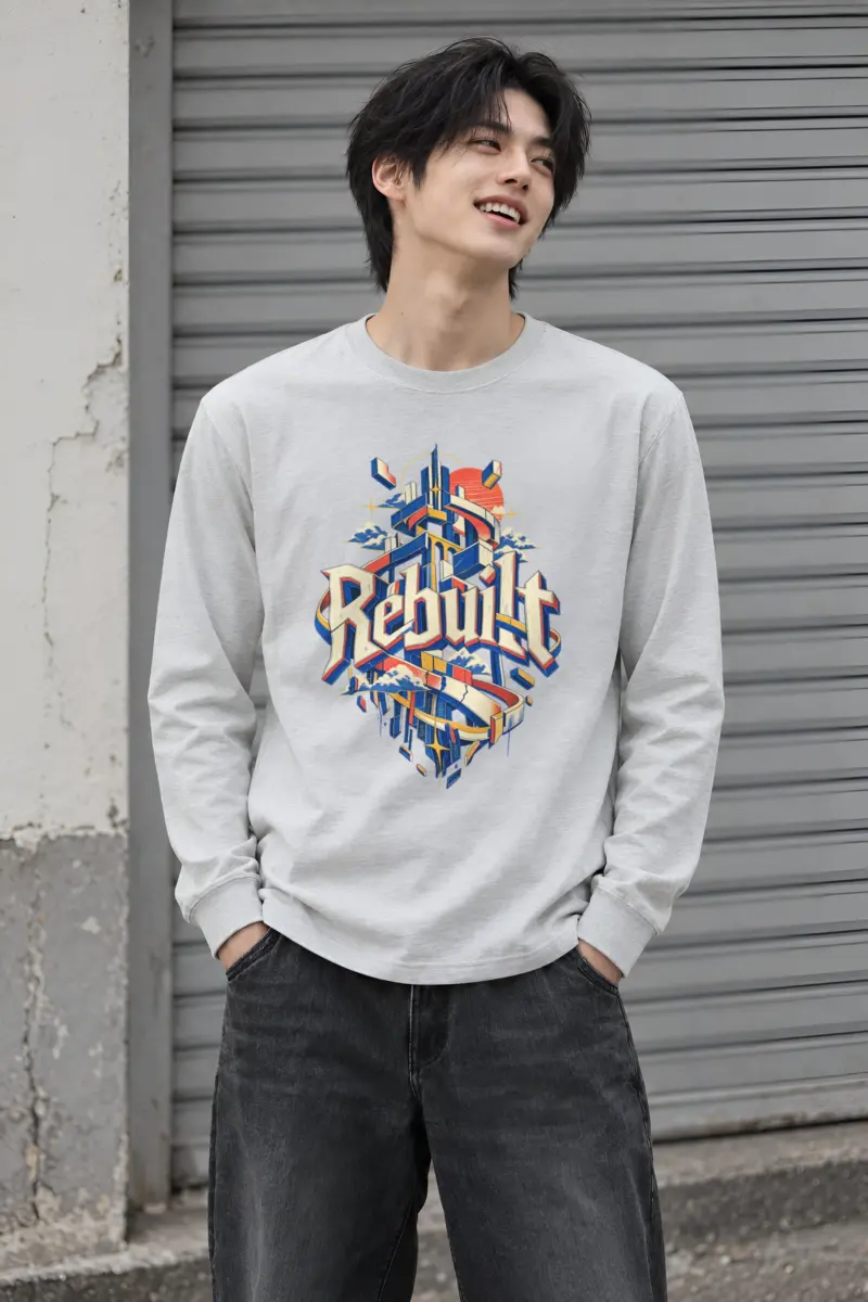 "Rebuilt Cityscape Banner" Unisex Longsleeve T-shirt