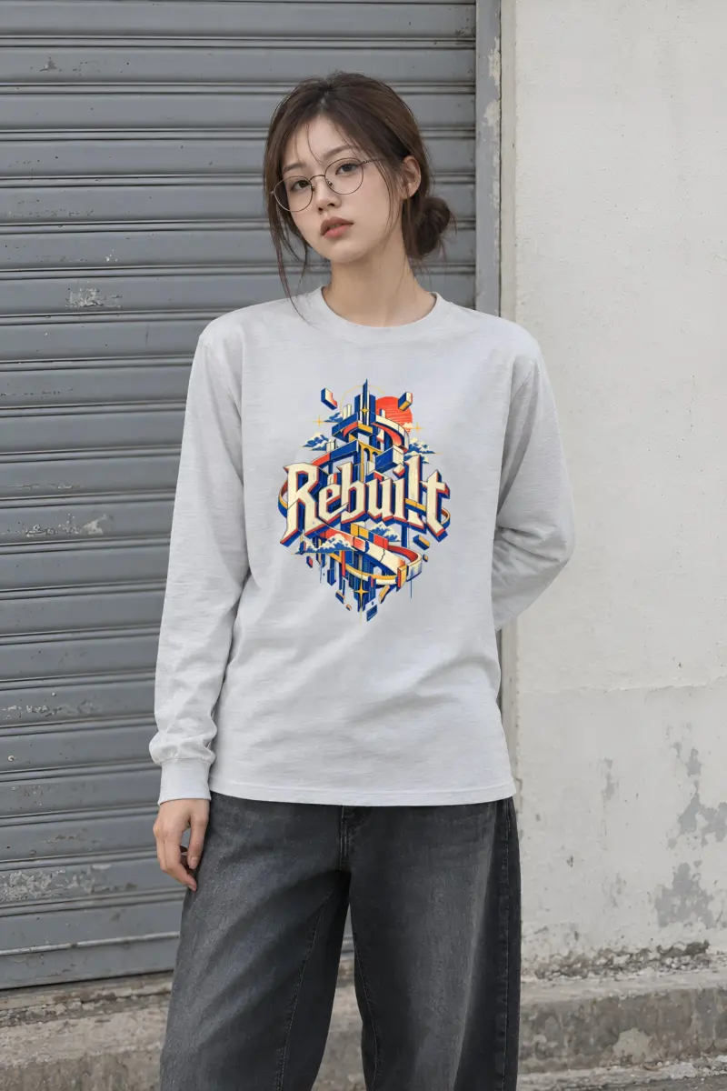 "Rebuilt Cityscape Banner" Unisex Longsleeve T-shirt