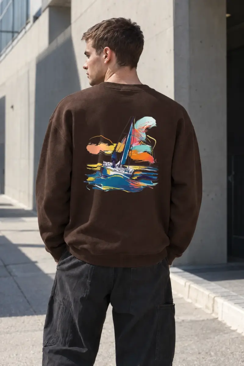 "Colorwave Sailboat" Heavy Blend Unisex Crewneck Sweatshirt | Gildan 18000