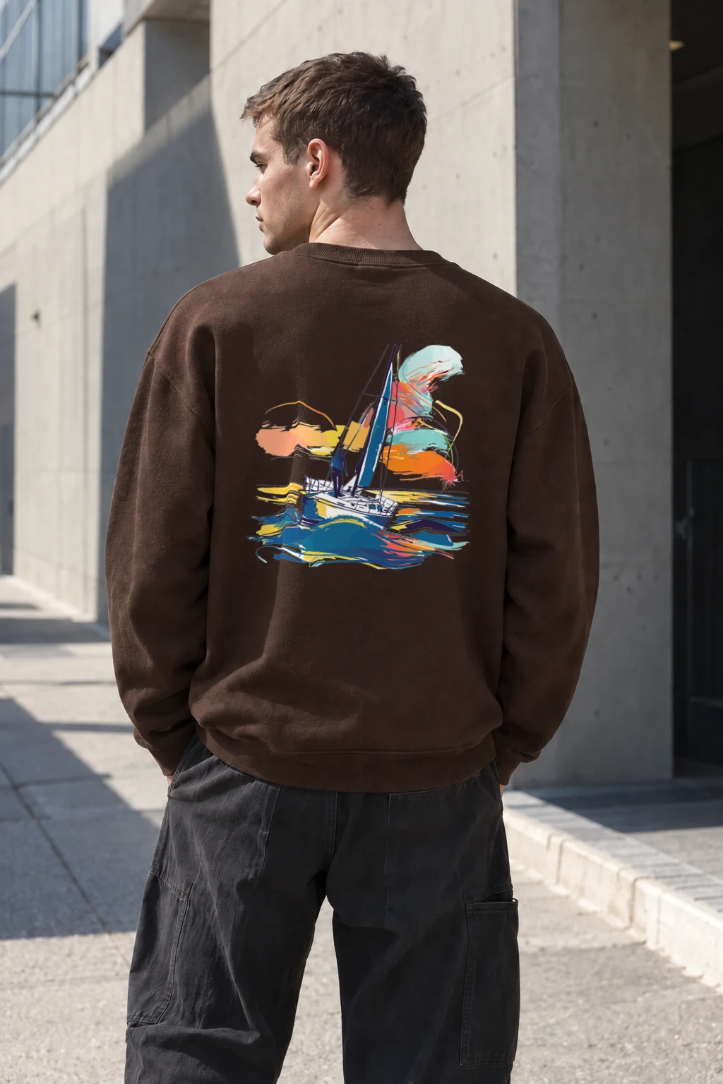 "Colorwave Sailboat" Heavy Blend Unisex Crewneck Sweatshirt | Gildan 18000