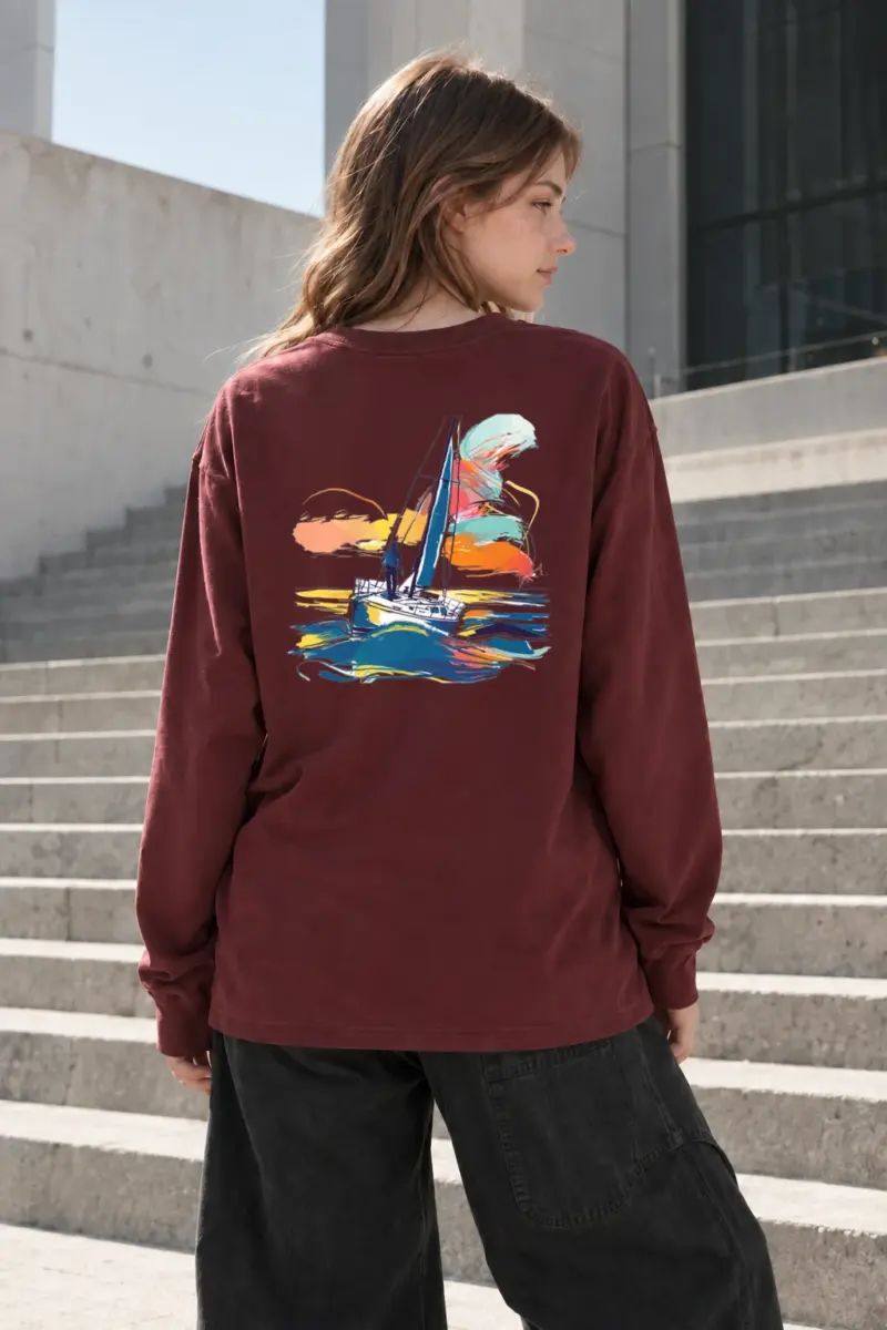 "Colorwave Sailboat" Unisex Longsleeve T-shirt | Gildan 2400