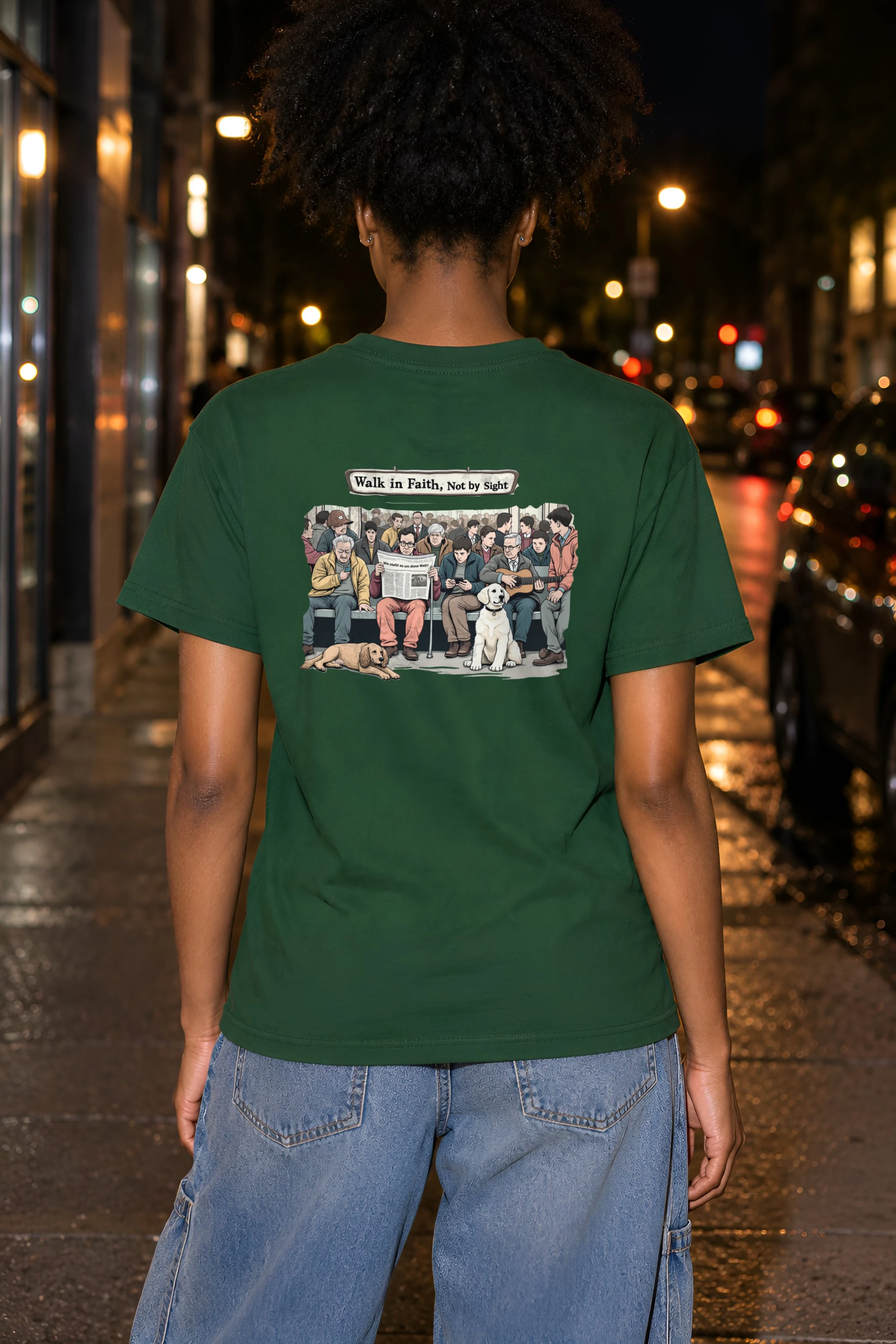 "Commute In Contrast" Heavyweight Unisex Crewneck T-shirt