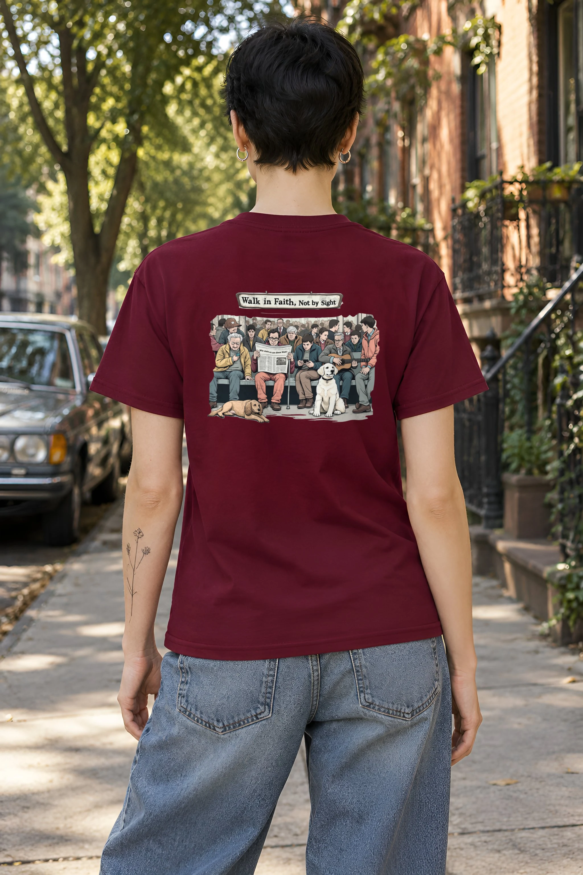 "Commute In Contrast" Heavyweight Unisex Crewneck T-shirt
