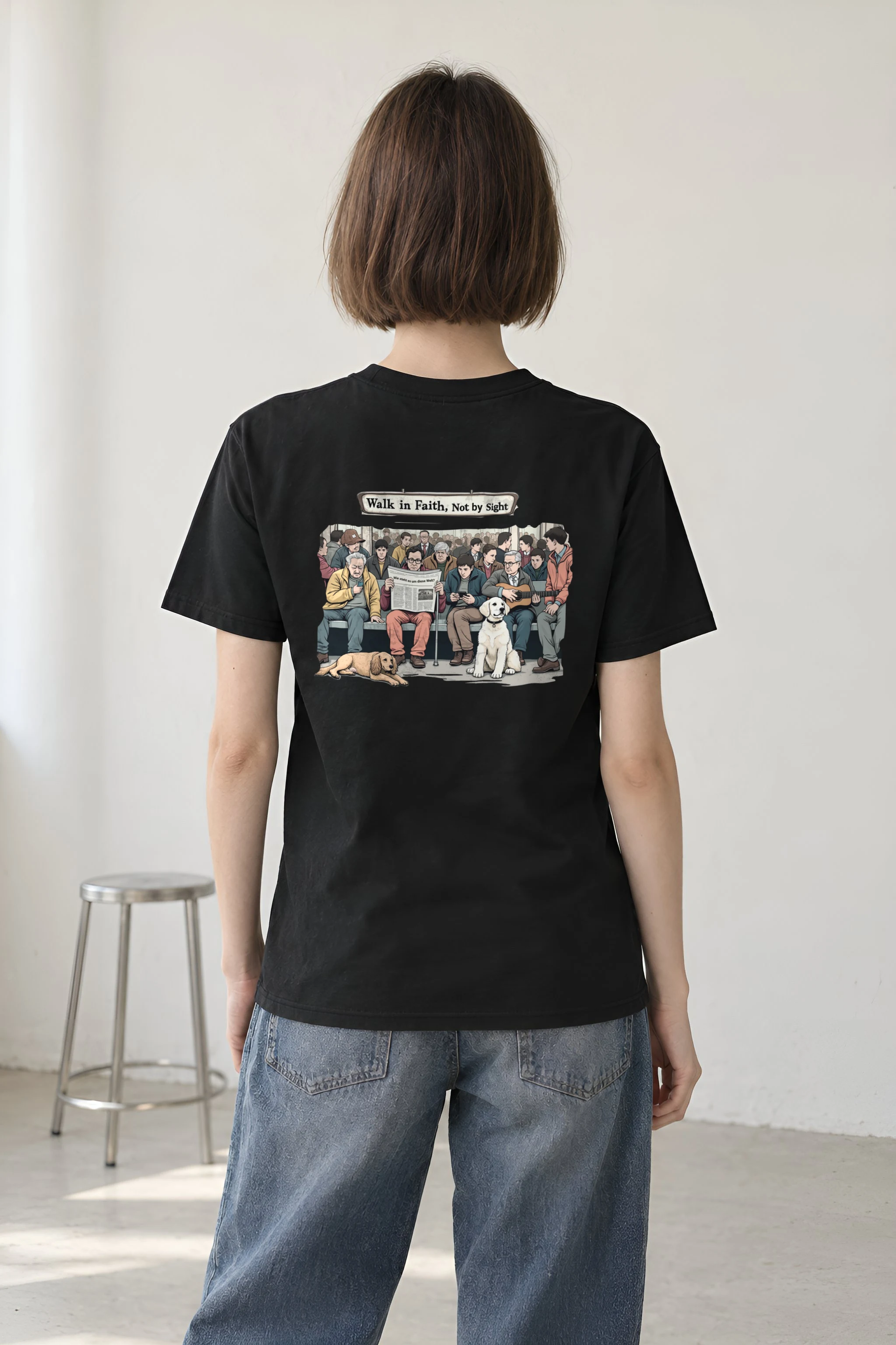 "Commute In Contrast" Heavyweight Unisex Crewneck T-shirt