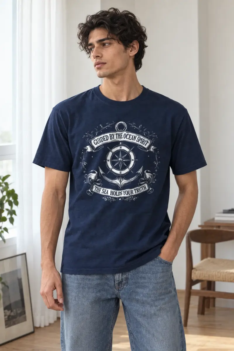 "Compass Anchor Emblem" Heavyweight Unisex Crewneck T-shirt | Gildan 5000