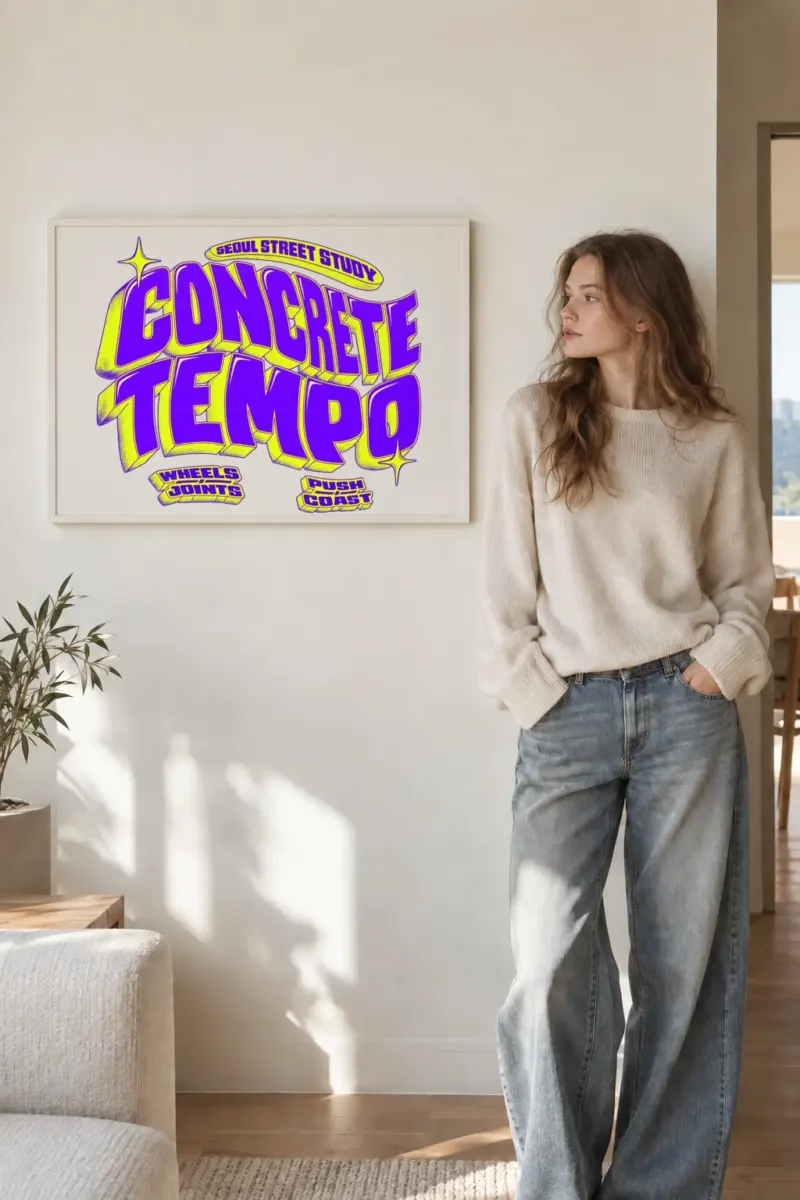 “Concrete Tempo Study” Premium Wooden Framed Poster · Landscape