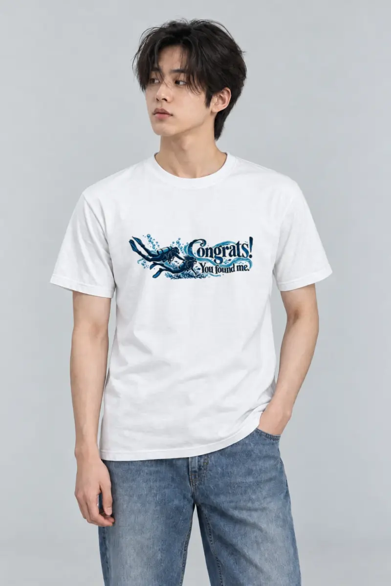 "Congrats! You Found Me." Heavyweight Unisex Crewneck T-shirt | Gildan 5000