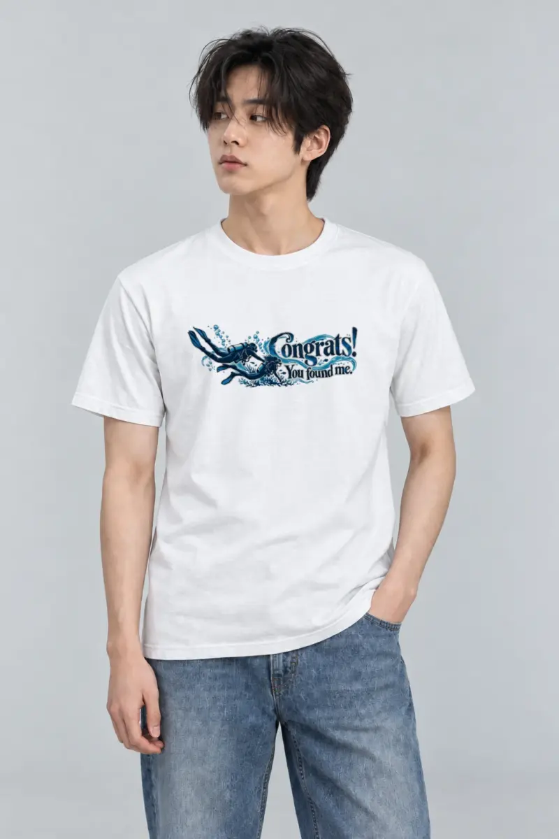 "Congrats! You Found Me." Heavyweight Unisex Crewneck T-shirt