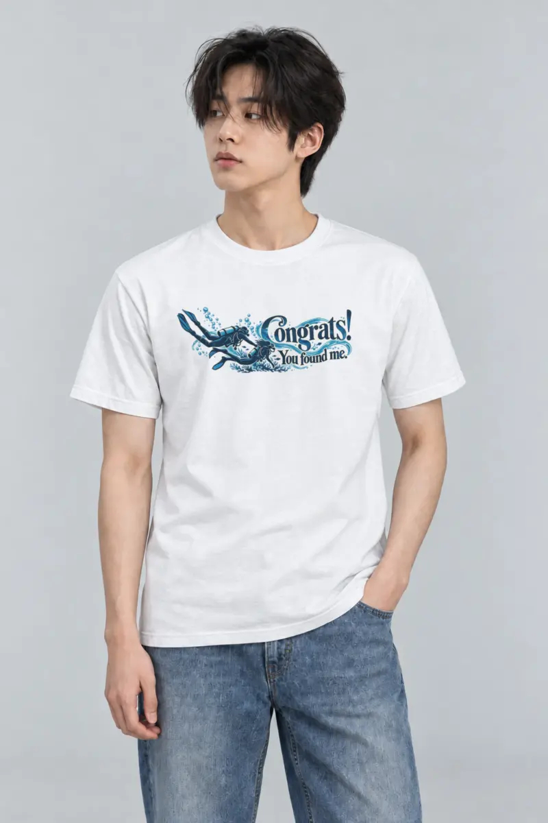 "Congrats! You Found Me." Heavyweight Unisex Crewneck T-shirt