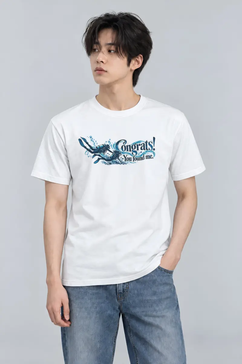 "Congrats! You Found Me." Heavyweight Unisex Crewneck T-shirt