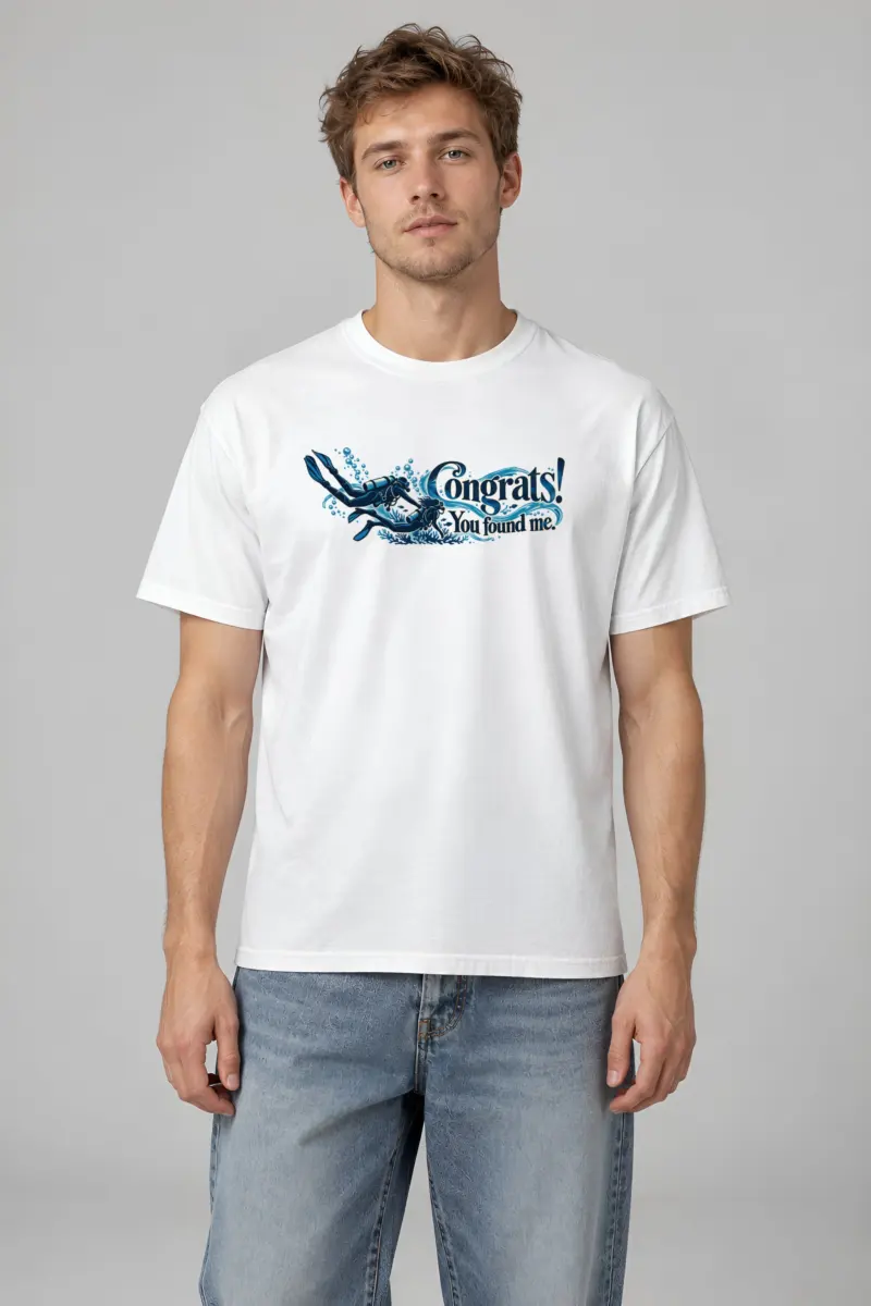 "Congrats! You Found Me." Heavyweight Unisex Crewneck T-shirt