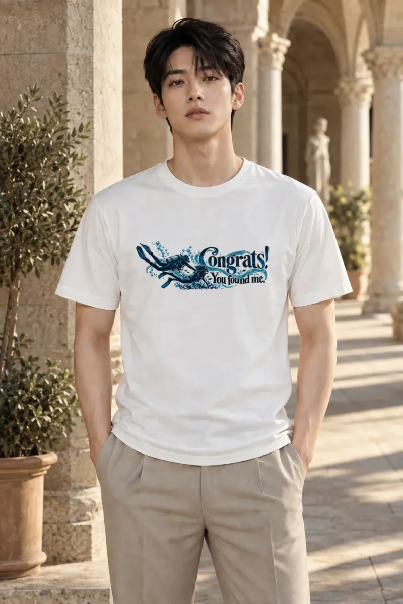 "Congrats! You Found Me." Heavyweight Unisex Crewneck T-shirt | Gildan 5000