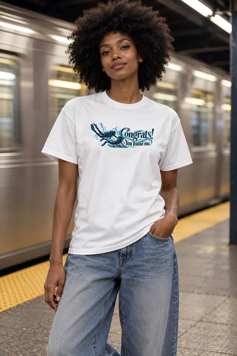 "Congrats! You Found Me." Heavyweight Unisex Crewneck T-shirt