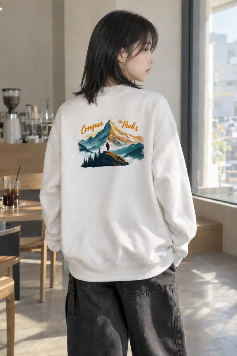 "Conquer The Peaks" Heavy Blend Unisex Crewneck Sweatshirt | Gildan 18000