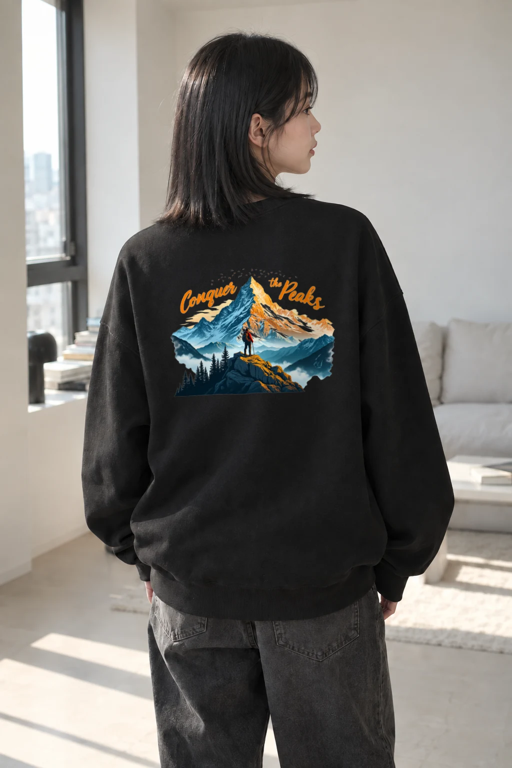 "Conquer The Peaks" Heavy Blend Unisex Crewneck Sweatshirt | Gildan 18000