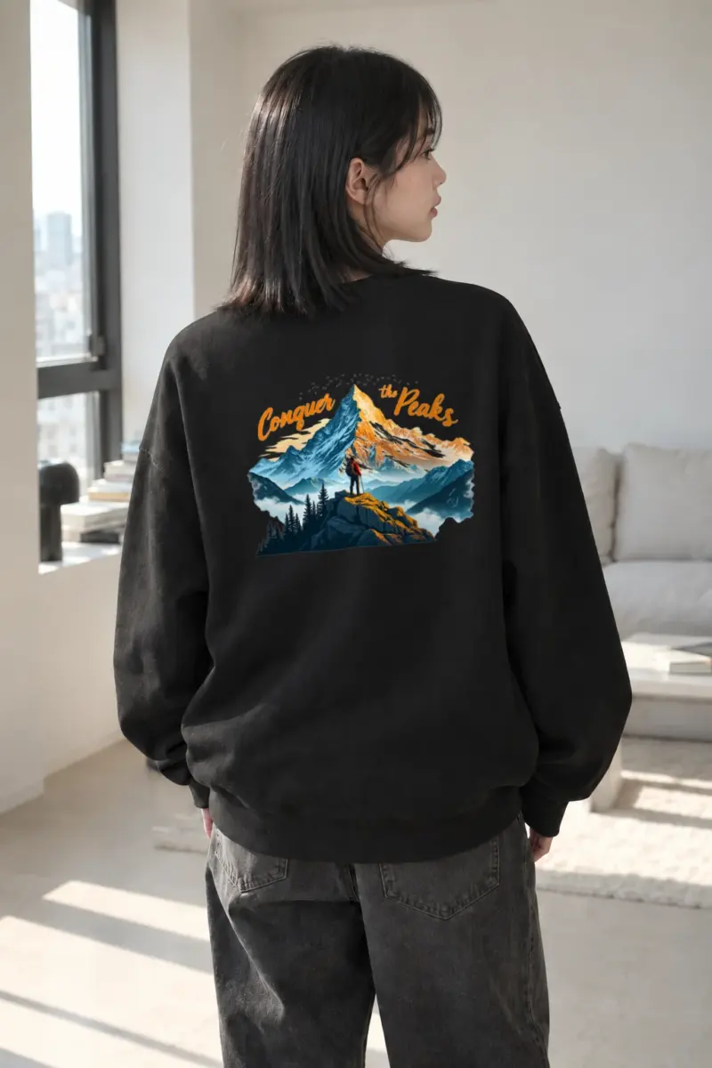 "Conquer The Peaks" Heavy Blend Unisex Crewneck Sweatshirt | Gildan 18000
