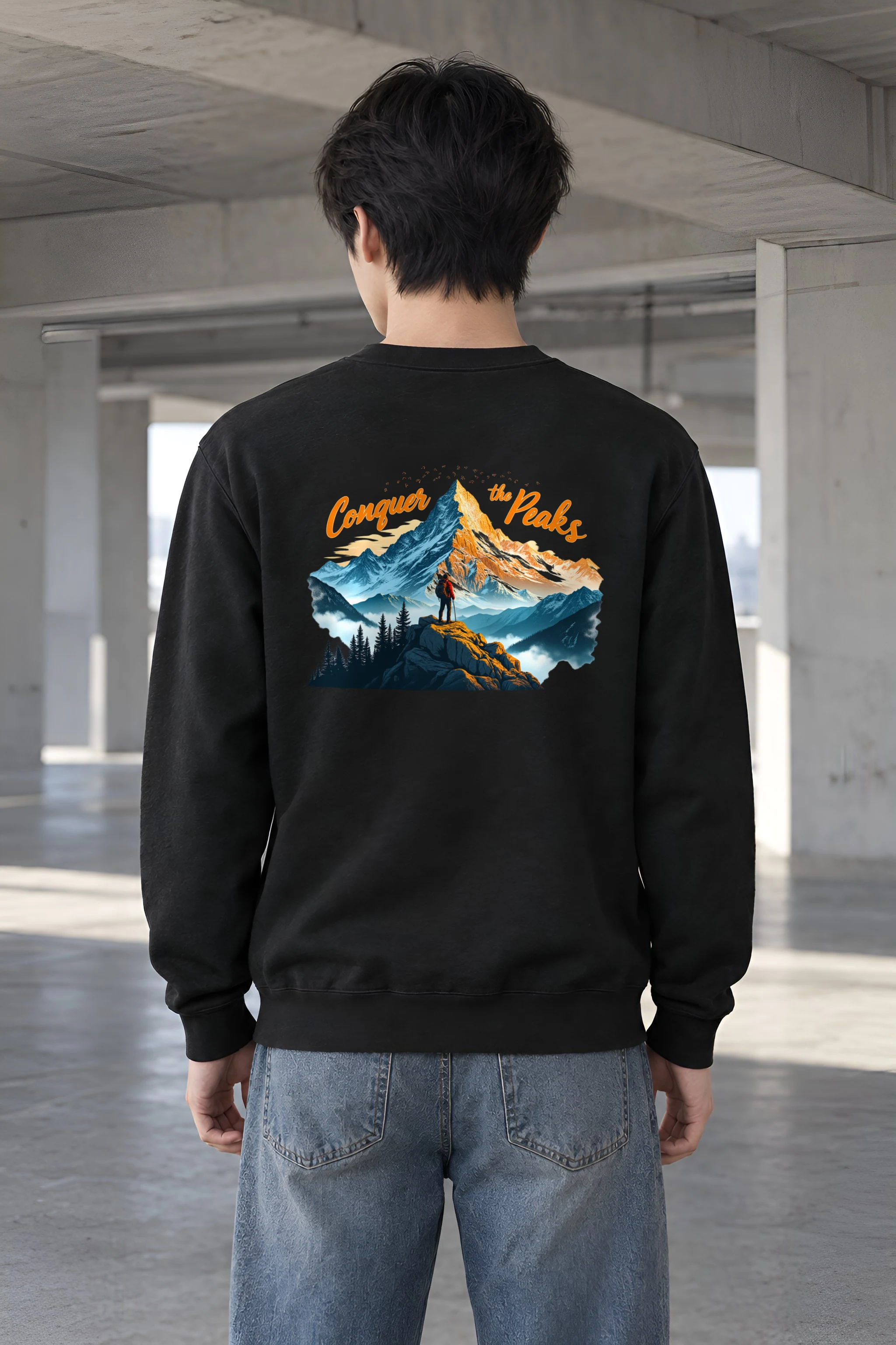 "Conquer The Peaks" Heavy Blend Unisex Crewneck Sweatshirt