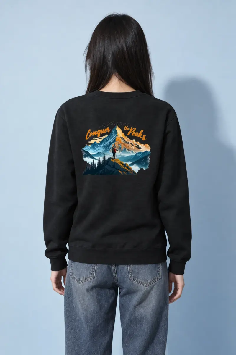 "Conquer The Peaks" Heavy Blend Unisex Crewneck Sweatshirt | Gildan 18000
