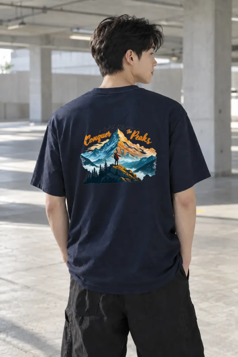 "Conquer The Peaks" Heavyweight Unisex Crewneck T-shirt | Gildan 5000
