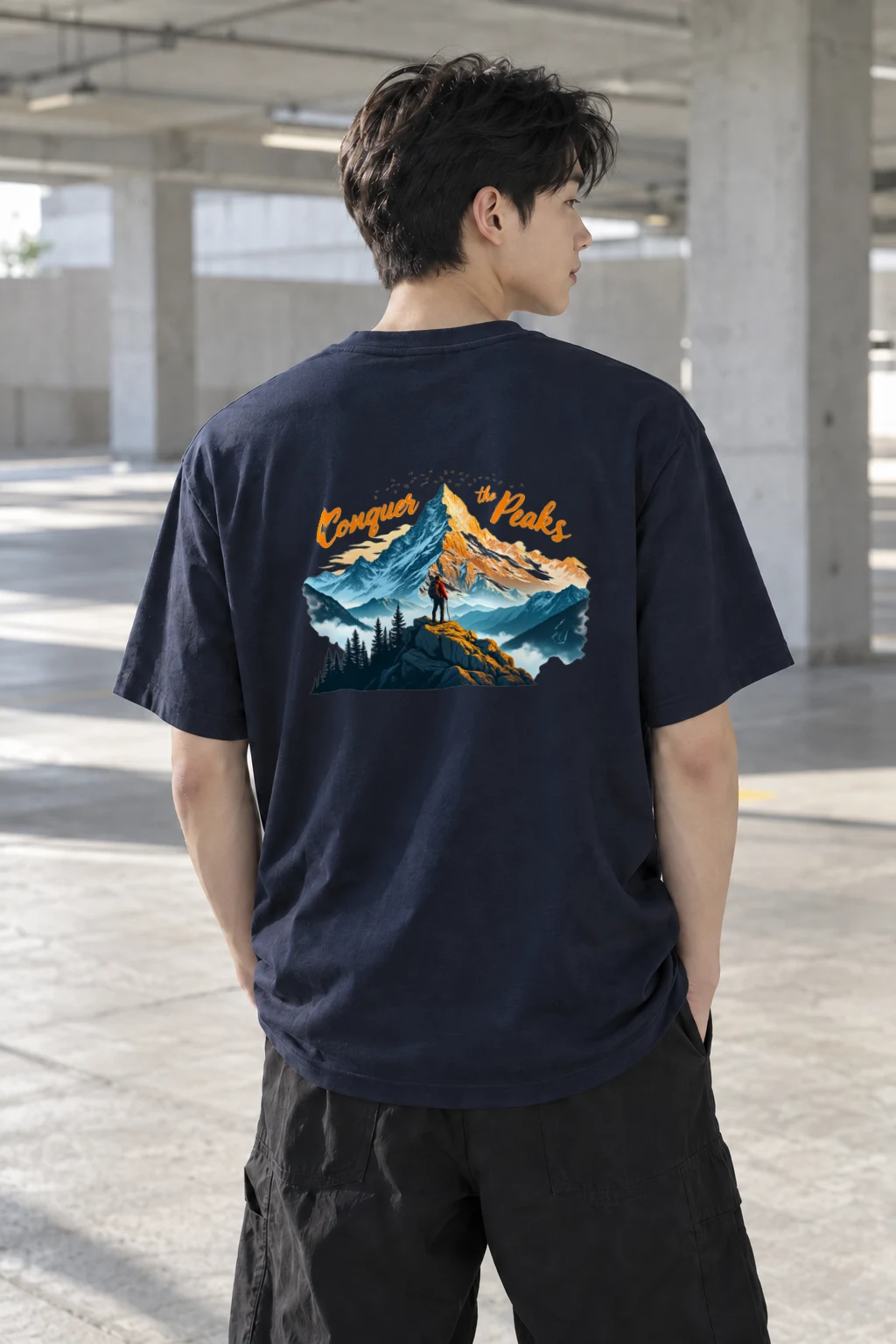 "Conquer The Peaks" Heavyweight Unisex Crewneck T-shirt | Gildan 5000
