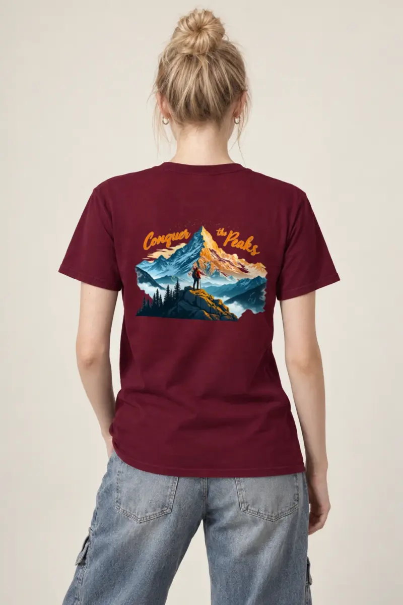 "Conquer The Peaks" Heavyweight Unisex Crewneck T-shirt