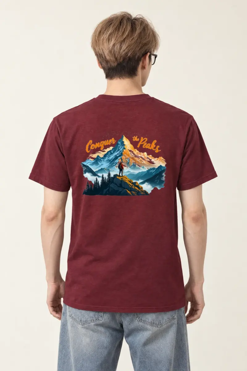 "Conquer The Peaks" Heavyweight Unisex Crewneck T-shirt