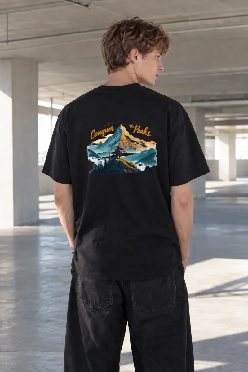 “Conquer The Peaks” Heavyweight Unisex Crewneck T-shirt | Gildan 5000