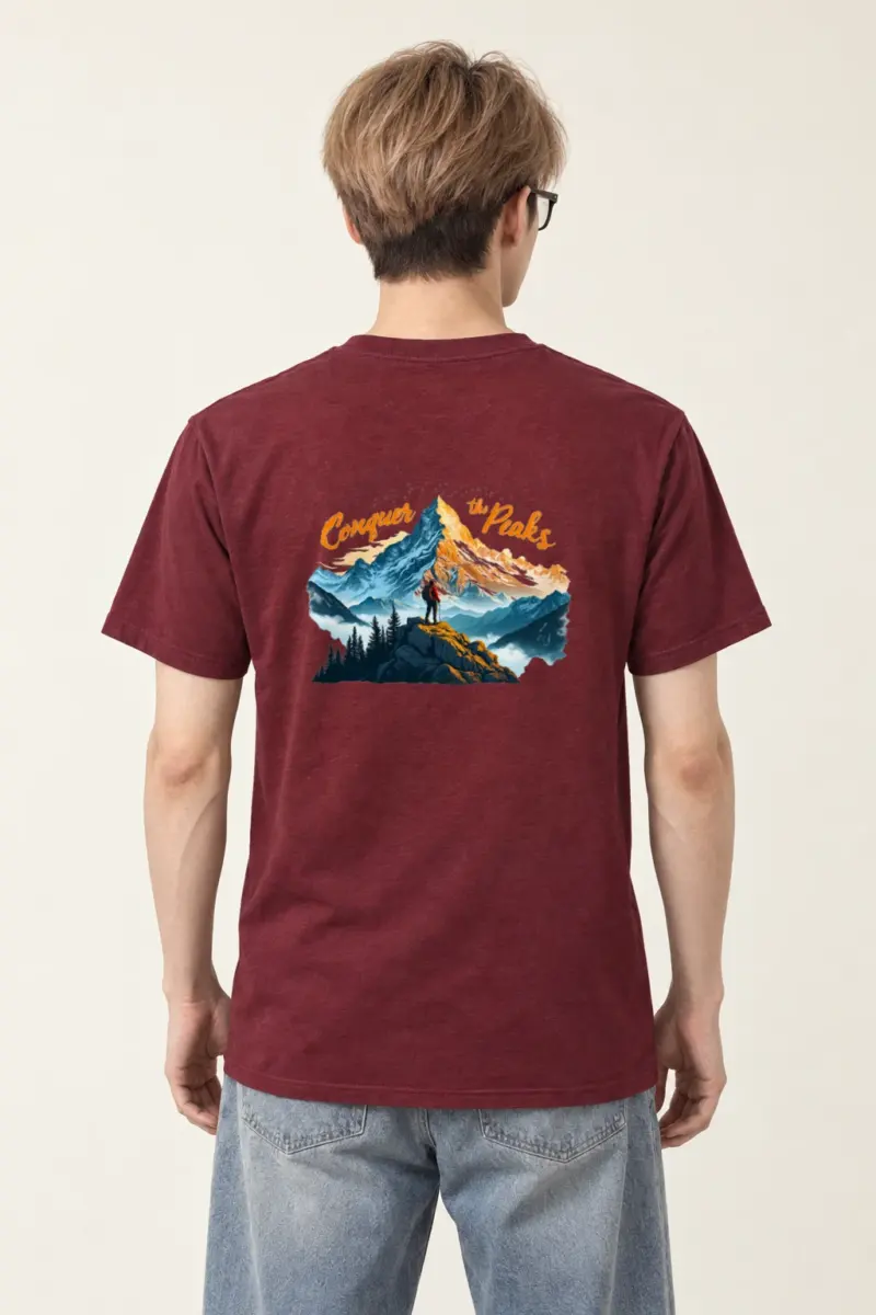 "Conquer The Peaks" Heavyweight Unisex Crewneck T-shirt