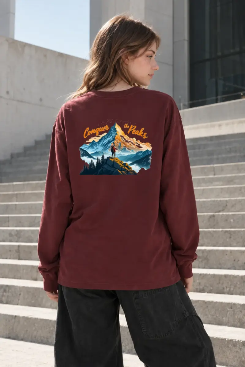 "Conquer The Peaks" Unisex Longsleeve T-shirt | Gildan 2400