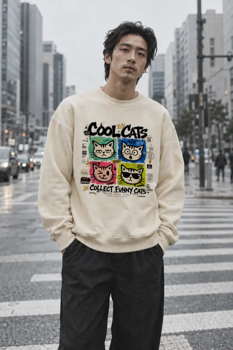 "Cool Cats Archive" Unisex Sponge Fleece Crewneck Sweatshirt | Bella + Canvas 3901