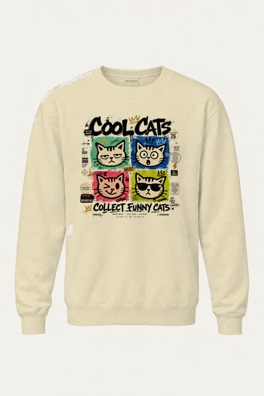 "Cool Cats Archive" Unisex Sponge Fleece Crewneck Sweatshirt | Bella + Canvas 3901