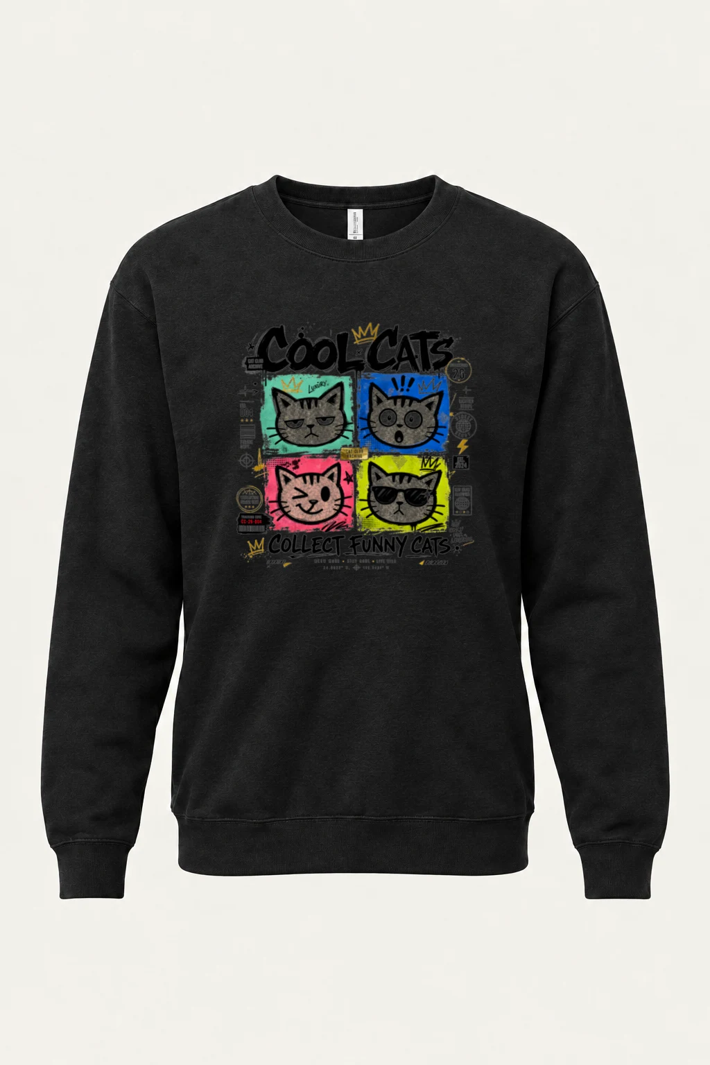 "Cool Cats Archive" Unisex Sponge Fleece Crewneck Sweatshirt | Bella + Canvas 3901