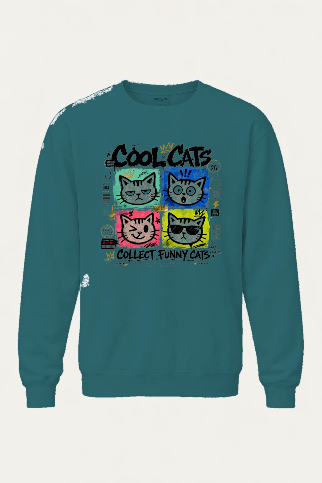 "Cool Cats Archive" Unisex Sponge Fleece Crewneck Sweatshirt | Bella + Canvas 3901