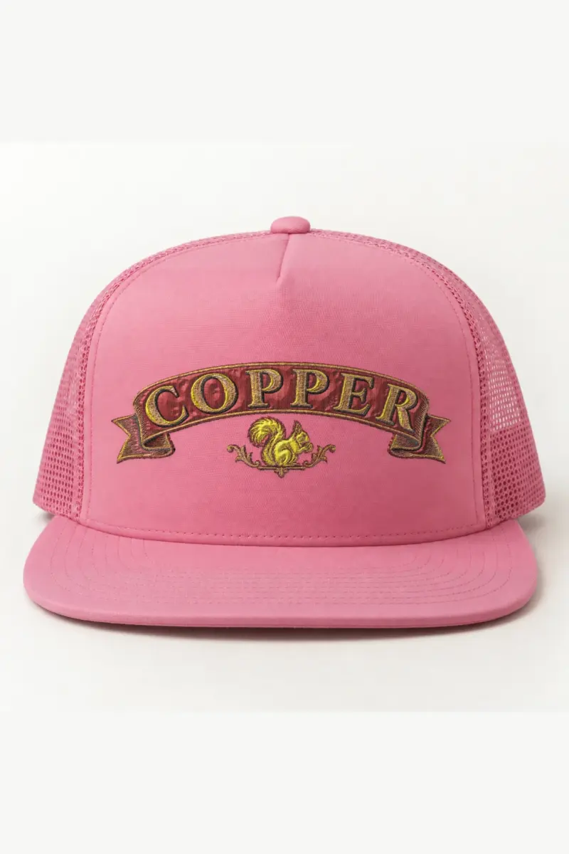 "Copper Squirrel" 5 Panel Trucker Cap · Embroidered