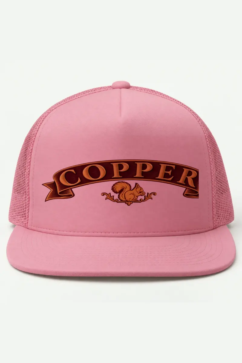 "Copper Squirrel" 5 Panel Trucker Cap · Embroidered