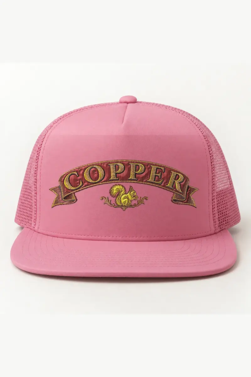"Copper Squirrel" 5 Panel Trucker Cap · Embroidered
