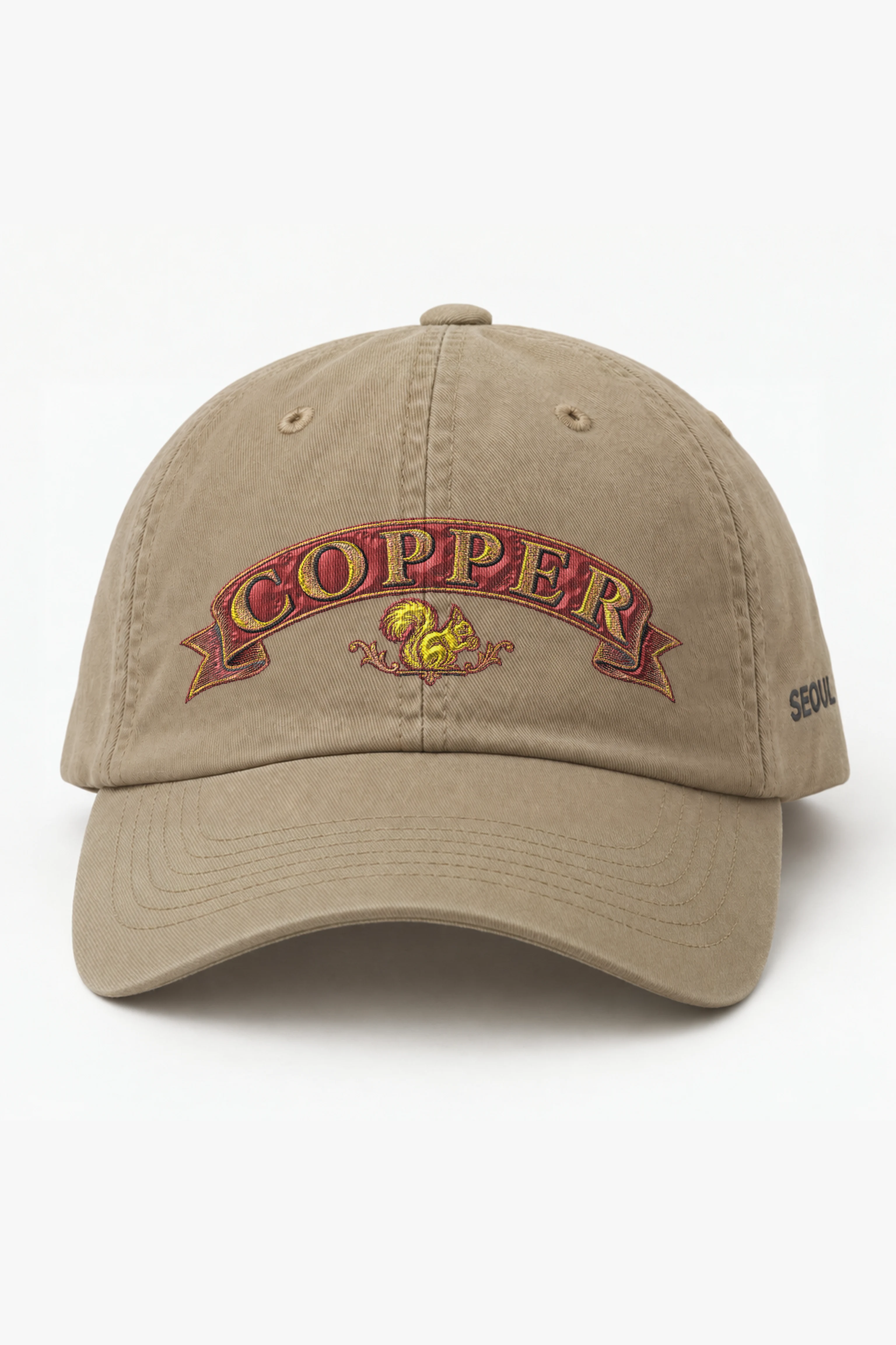 "Copper Squirrel" Classic Dad Hat · Embroidered — khaki/cap-front