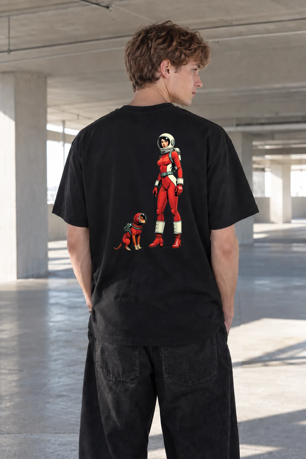 "Cosmic Companion" Heavyweight Unisex Crewneck T-shirt | Gildan 5000