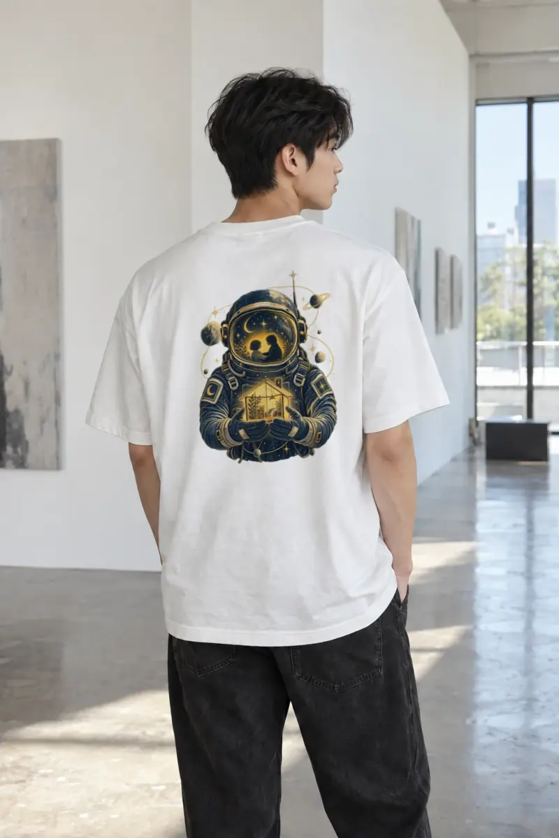 "Cosmic Homecoming" Heavyweight Unisex Crewneck T-shirt | Gildan 5000