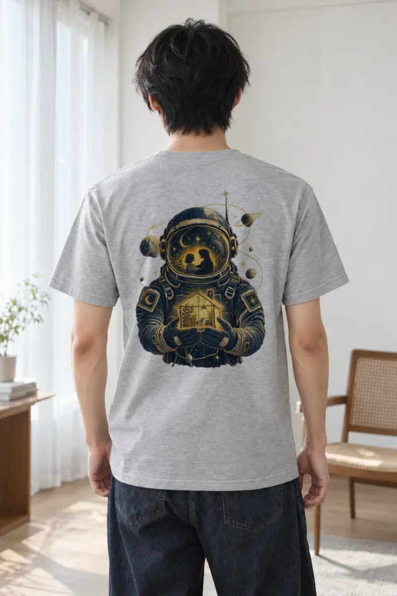 "Cosmic Homecoming" Heavyweight Unisex Crewneck T-shirt | Gildan 5000