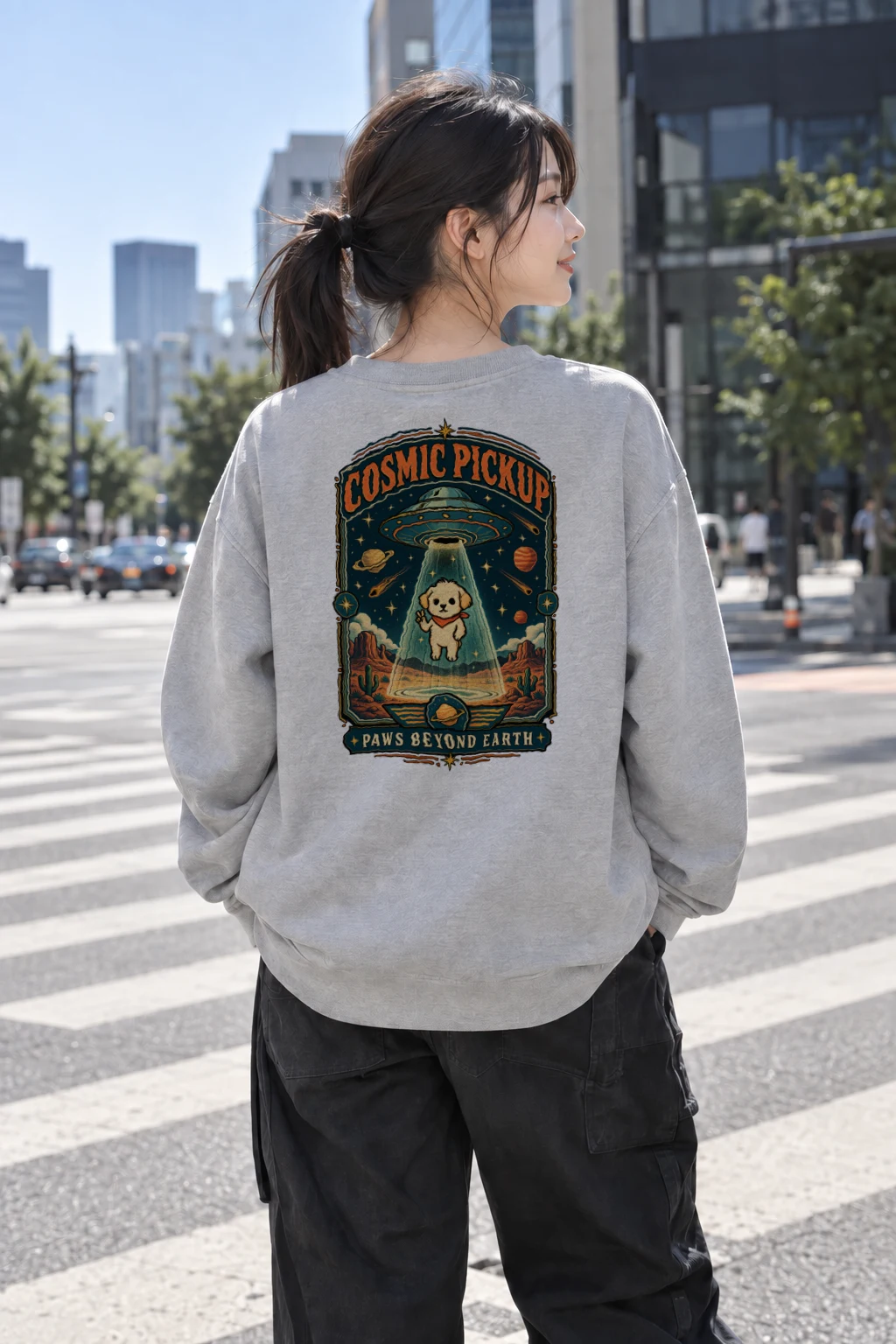 "Cosmic Pickup Paws" Heavy Blend Unisex Crewneck Sweatshirt | Gildan 18000