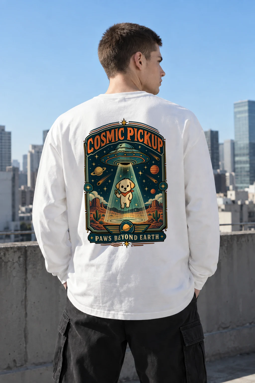 "Cosmic Pickup Paws" Unisex Longsleeve T-shirt | Gildan 2400