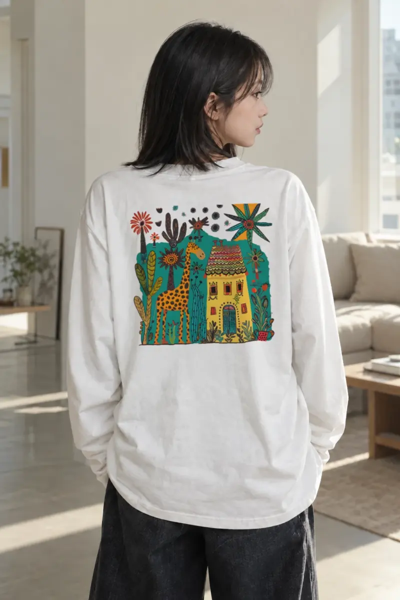 "Cottage Giraffe" Unisex Longsleeve T-shirt | Gildan 2400